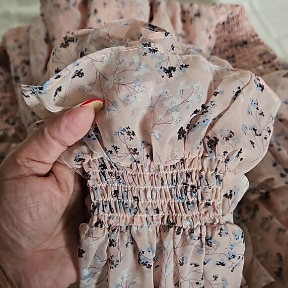 Honey Chelsea Women's Floral Ruffled Long Sleeves Mini Dress XS Pink - Picture 14 of 16